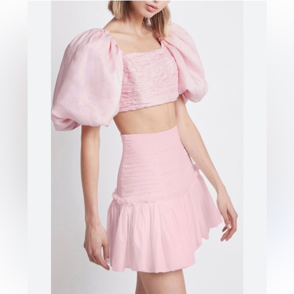 AJE Women's Myriad Smocked Poplin SET Pink Size 8